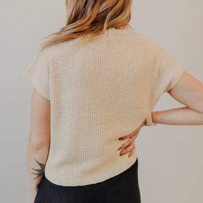 Be Cool | Pocket Cap Sleeve Dolman Top | Natural