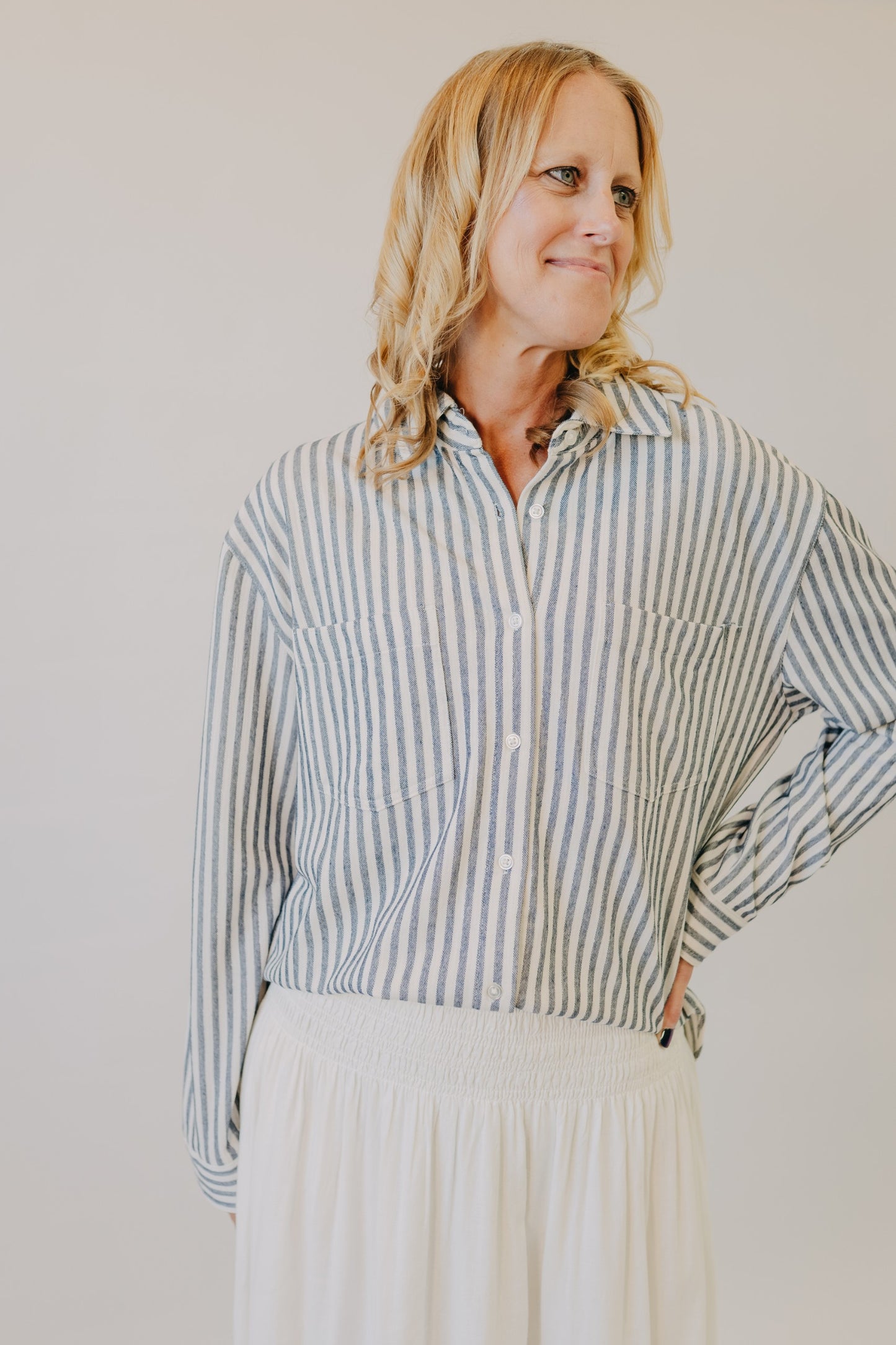 Z Supply | Reese Button Up Stripe Top | Eclipse
