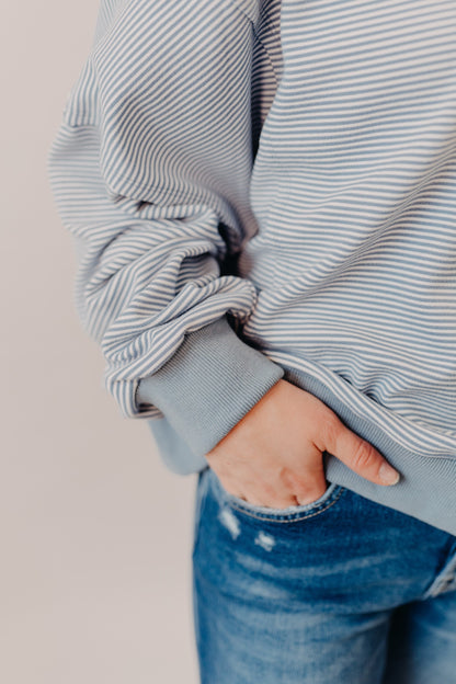 Wishlist | Striped Drop Shoulder Top | Ivory Blue