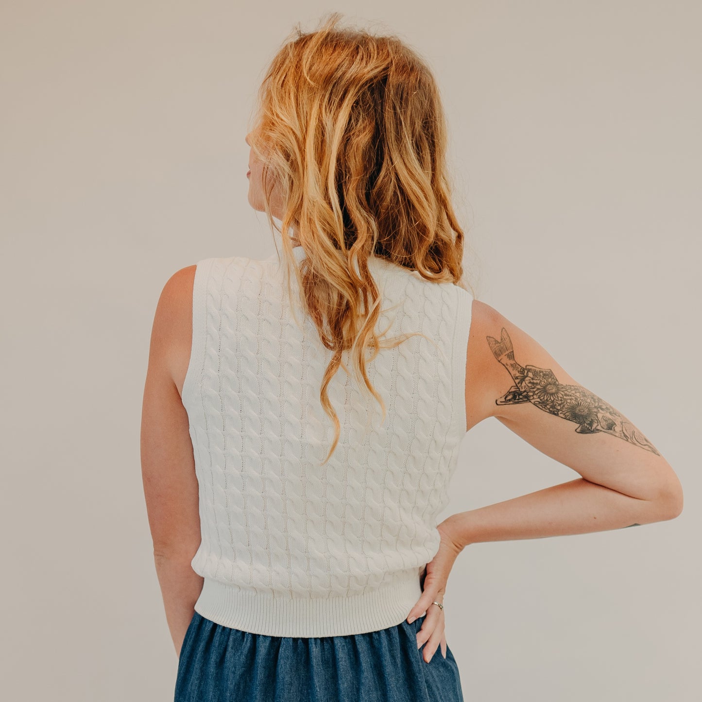 Blu Pepper | Button Down Sweater Vest | White