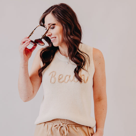 Doe & Rae | 'Beach' Sweater Tank | Off White