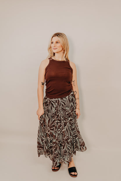 Z Supply | Vitoria Zinn Floral Maxi Skirt | Chocolate Cherry