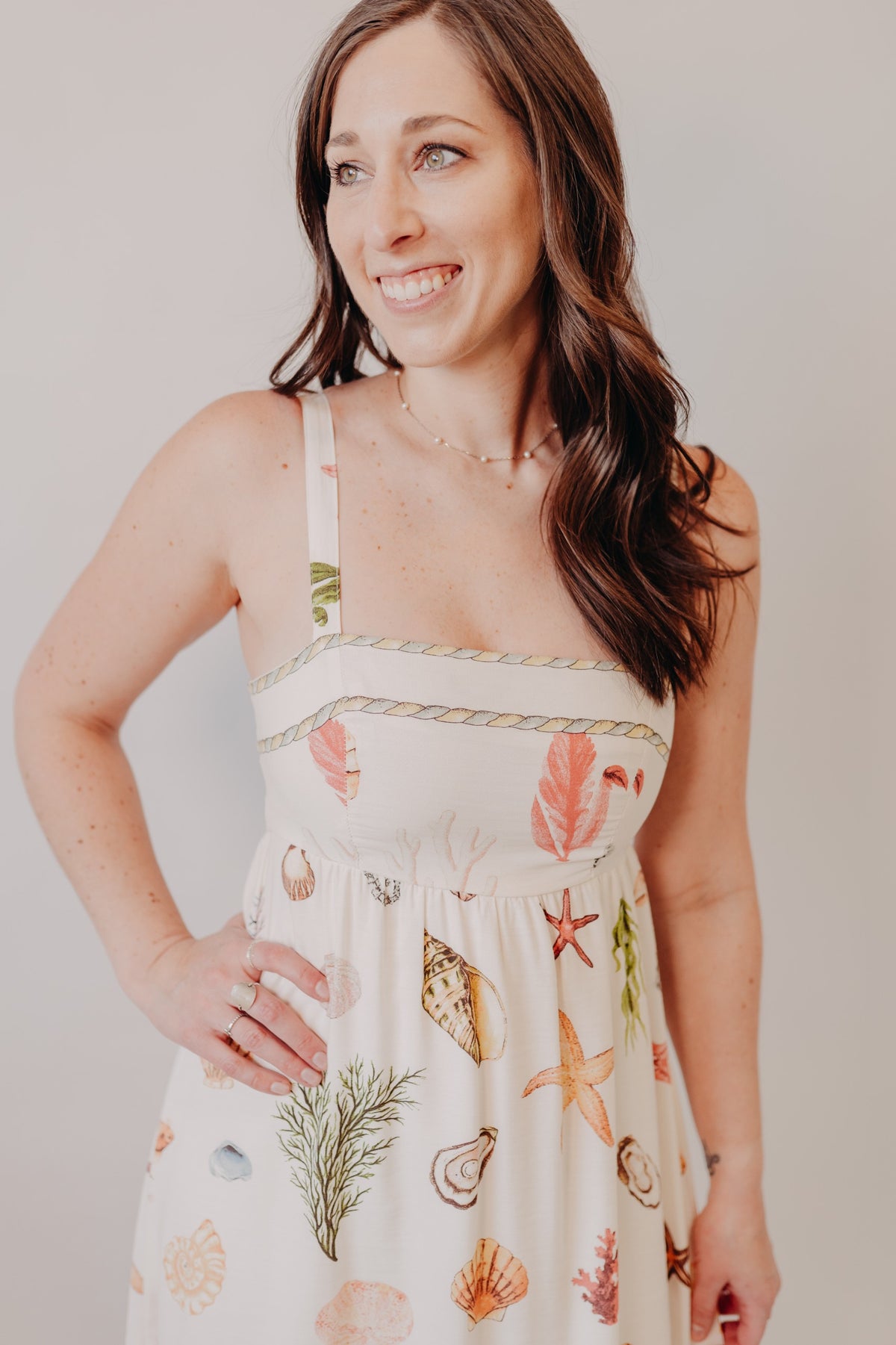 Blu Pepper | Nautical Sleeveless Midi Dress | Cream Multi