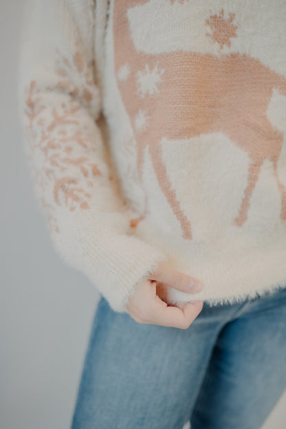 Staccato | Reindeer Fluffy Pullover | Oatmeal