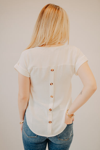 Blu Pepper | Split Neck Fold Sleeve Blouse | Cream