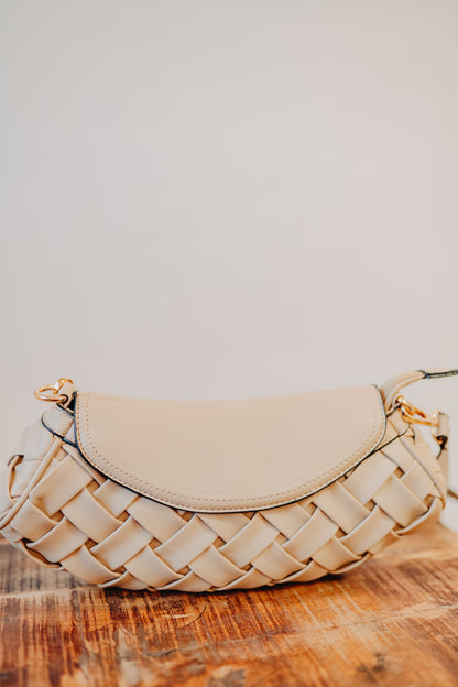 Jen & Co | Kaleen Woven Satchel w/Crossbody | Sand