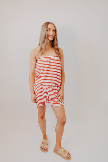 Wishlist | Striped Tube Romper | Cherry Ivory