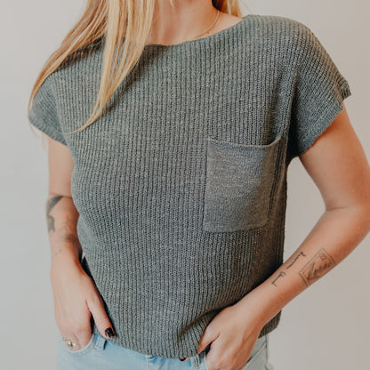 Be Cool | Pocket Cap Sleeve Dolman Top | Spruce