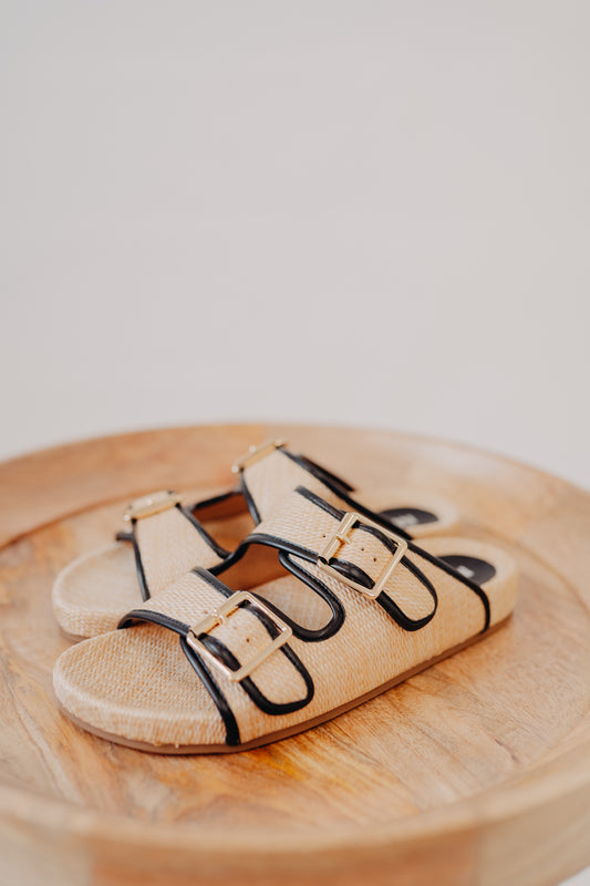 MIA | Gazell Double Buckle Slide Sandals | Natural Black