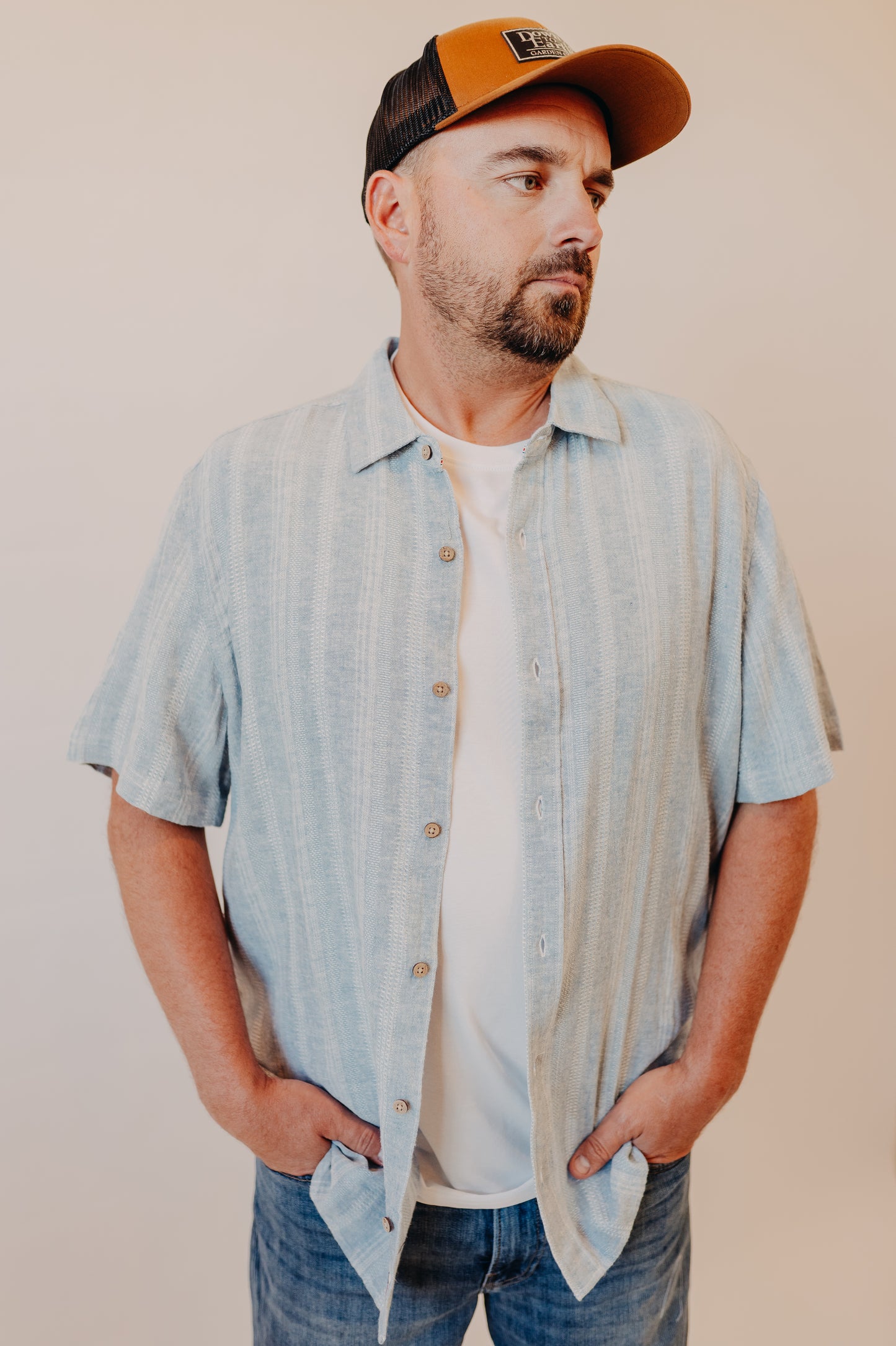 Flag & Anthem | Oceanside Linen Blend Shirt | Lt Blue