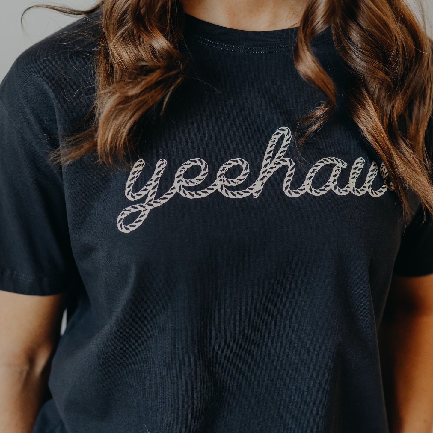 Wishlist | 'Yeehaw' Knit Tee | Charcoal