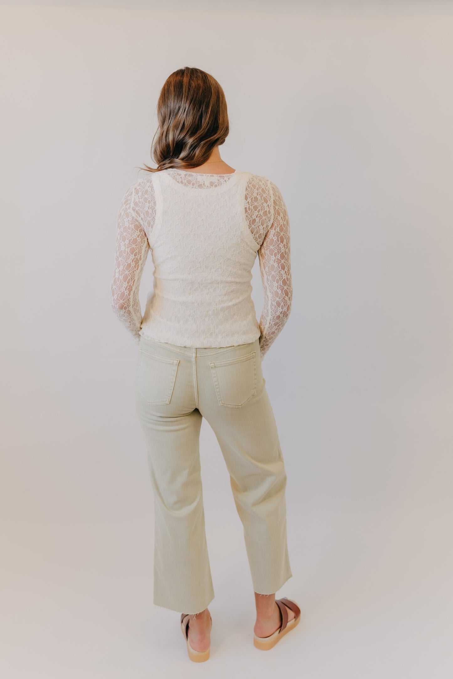 Vervet | High Rise Crop Wide Leg | Olive