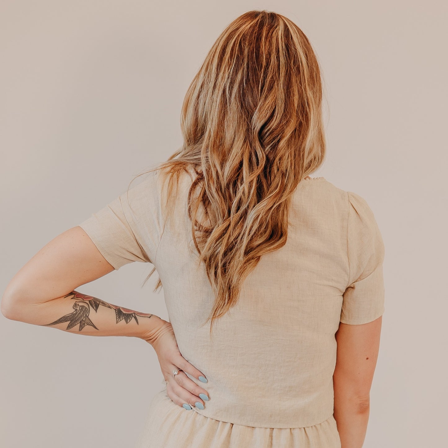 Gilli | Lace Trim Button Up Top | Oatmeal