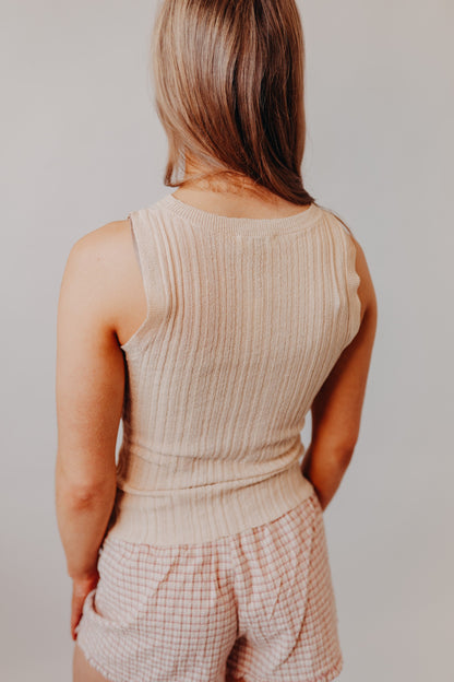 Blu Pepper | Sleeveless Sweater Top | Khaki