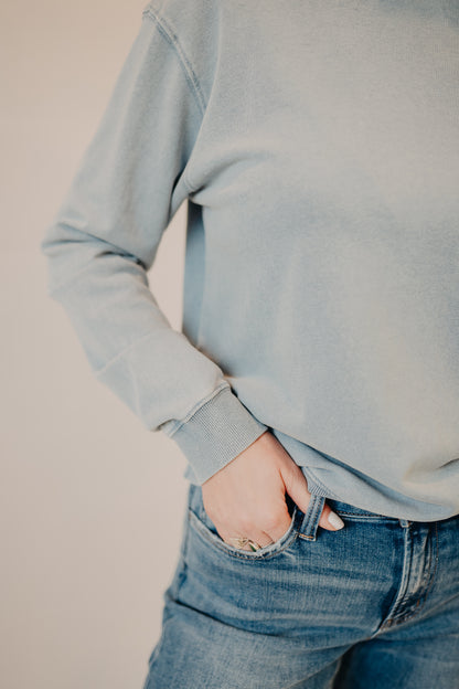 Z Supply | Boyfriend Denim Sweatshirt | Ocean Air Indigo