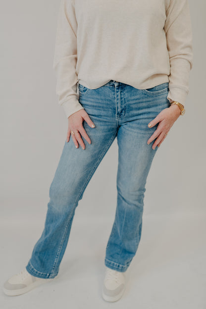 Flying Monkey | Mid Rise Seamless Waist Trouser Hem Bootcut | Prize