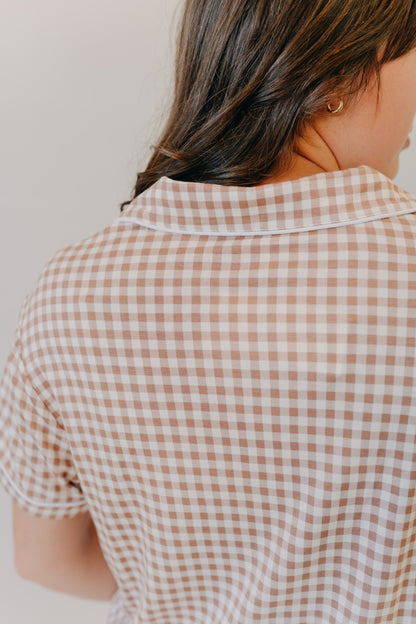 Thread & Supply | Nella Pajama Set of 2 | Ice Coffee Gingham