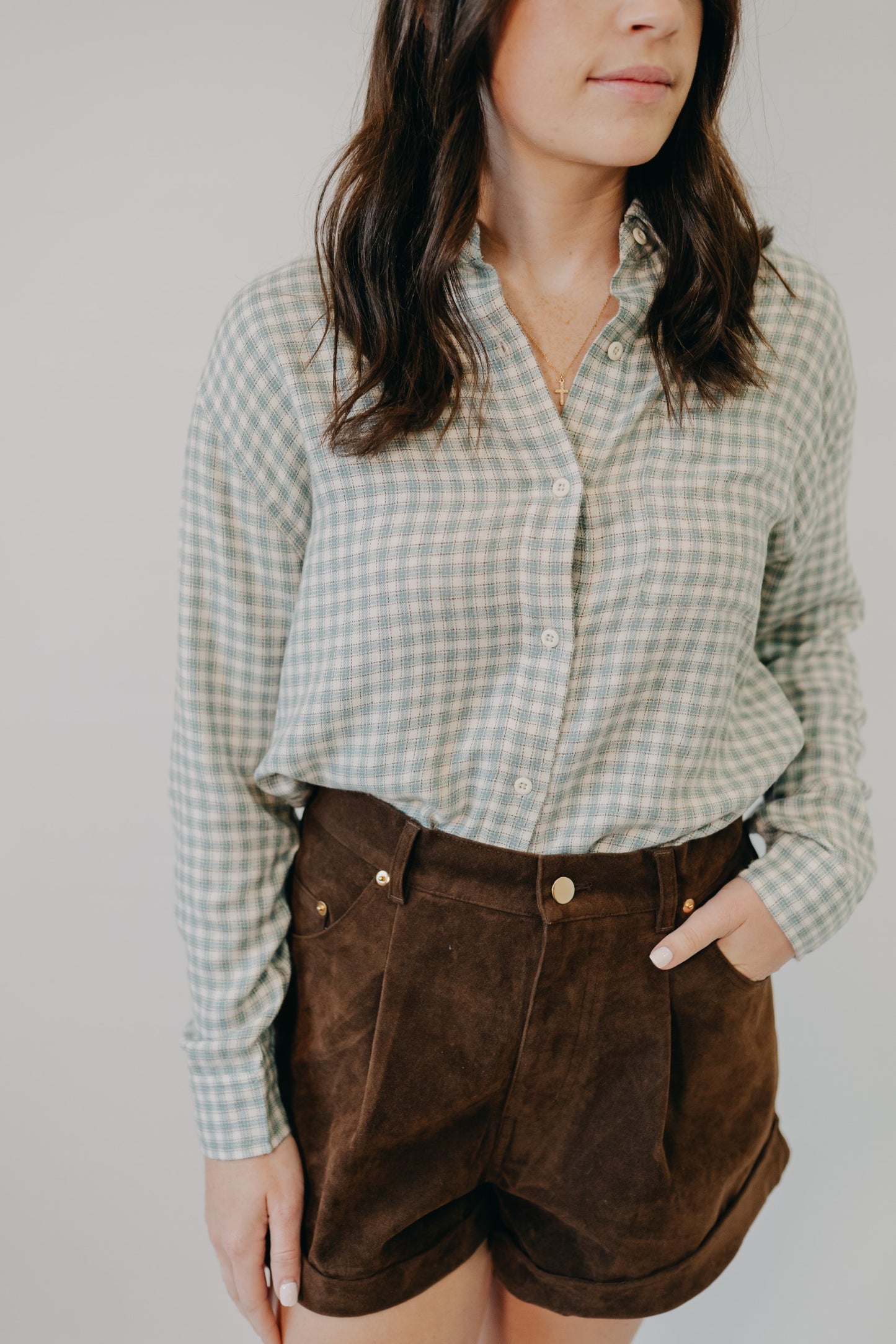 Z Supply | River Plaid Button Up | Emerald Cove