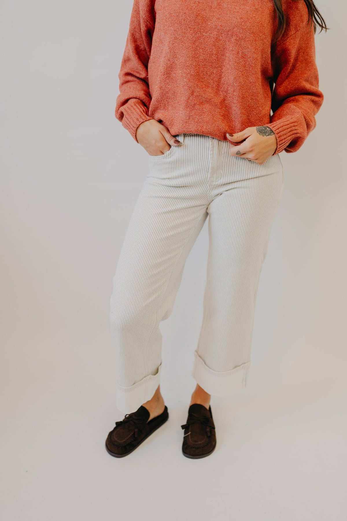 Vervet | High Rise Stripe Cuff Wide | Stripe