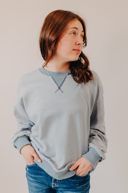 Wishlist | Striped Drop Shoulder Top | Ivory Blue