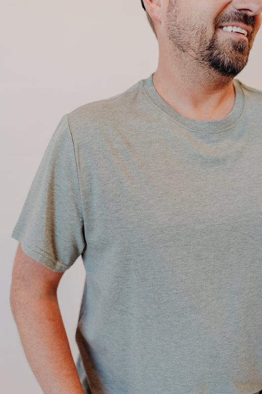 Flag & Anthem | Essential Stretch Crew Tee | Sage Heather