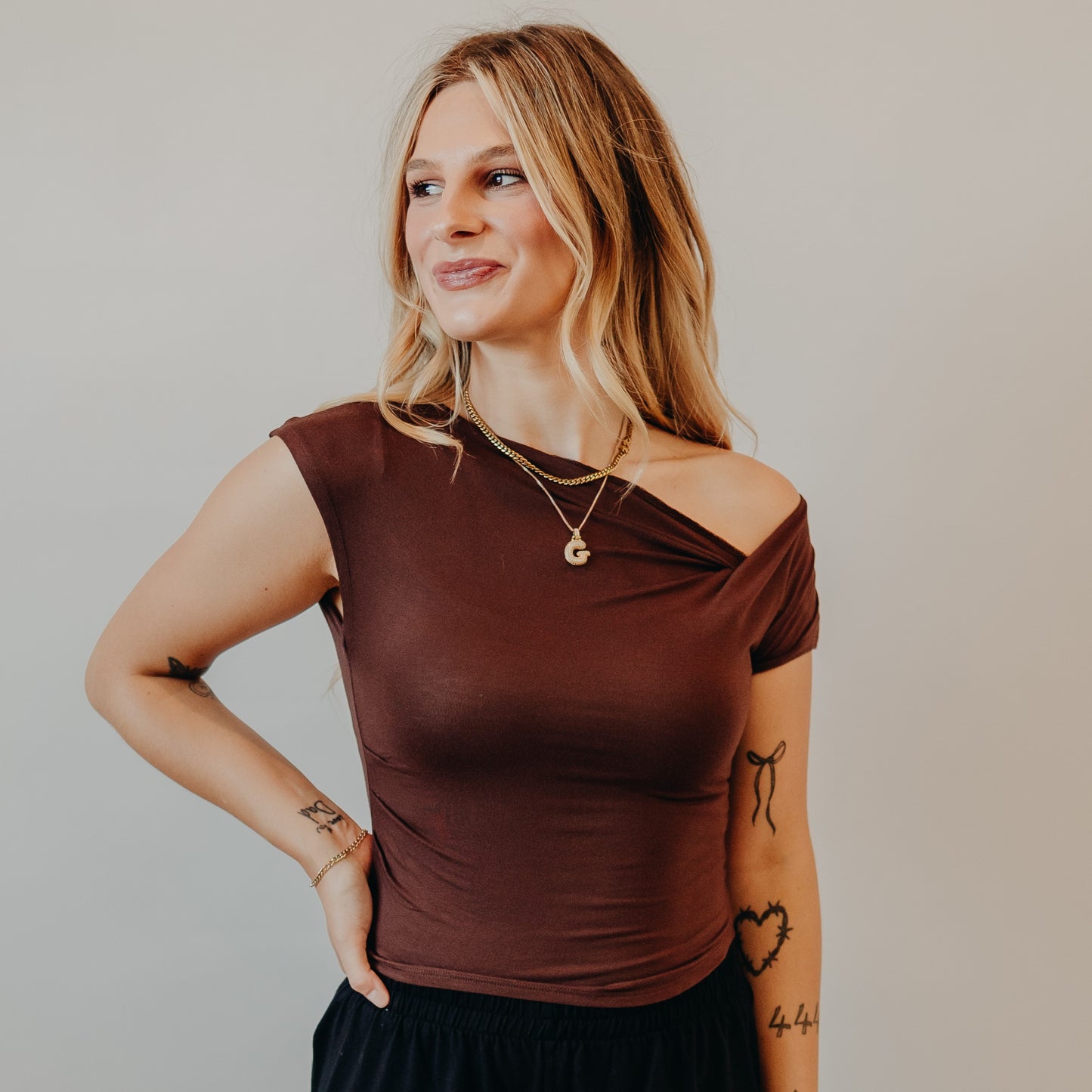 Blu Pepper | Asymmetrical Top | Chocolate