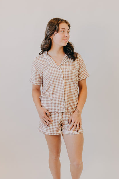 Thread & Supply | Nella Pajama Set of 2 | Ice Coffee Gingham