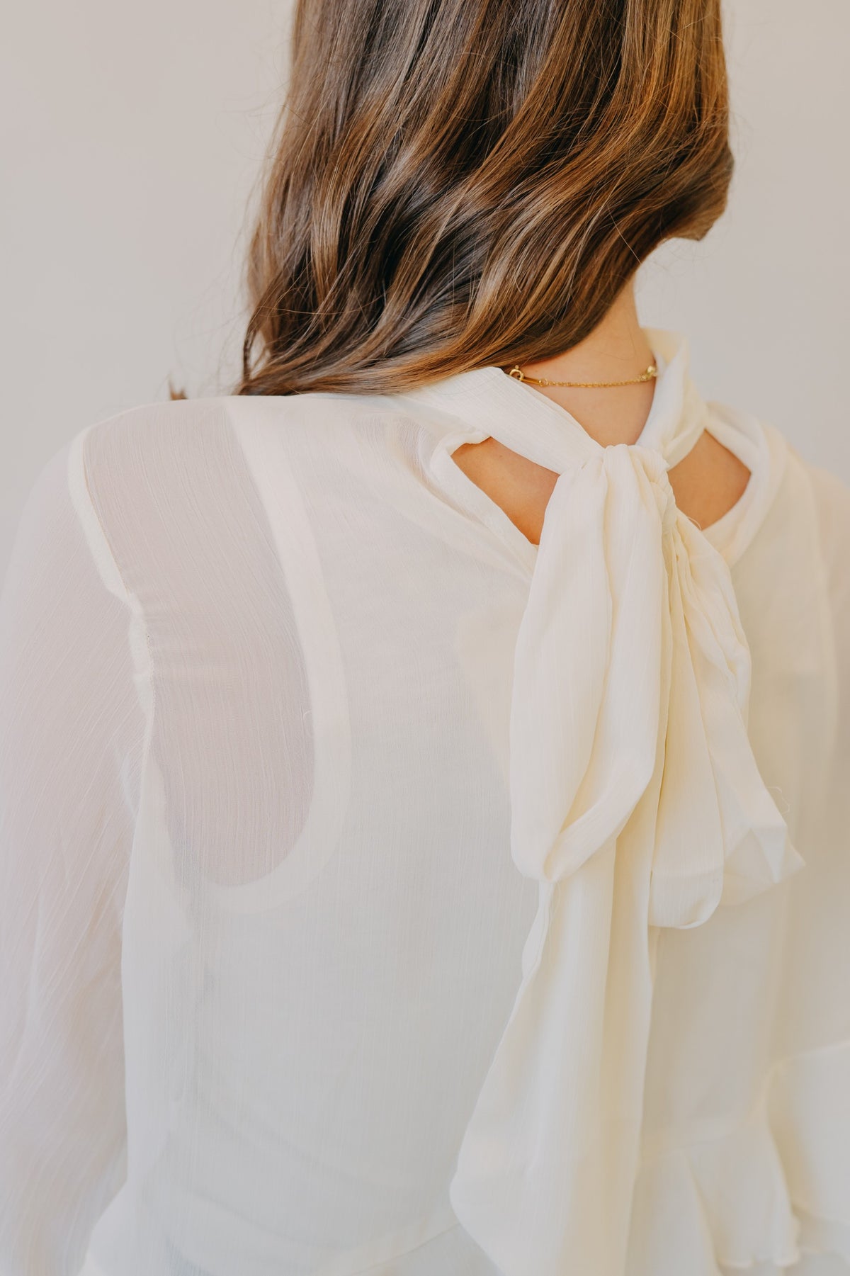 by Together | Baroque Flared Cuff Crop Woven Top | Cream