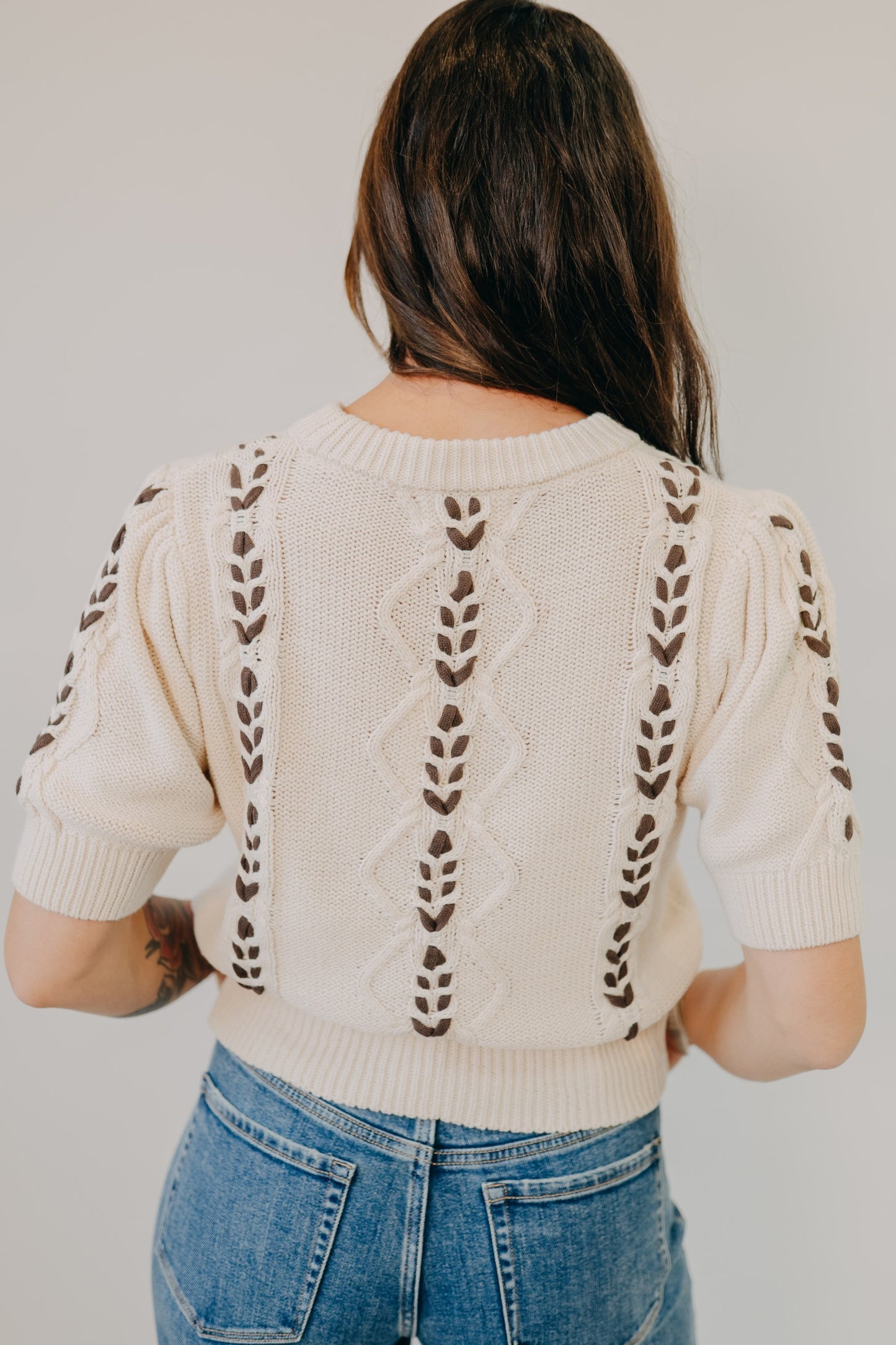 By Together | Lattice Stitch Sweater | Natural Chocolate