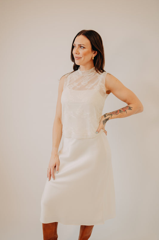Fun2Fun | Satin Midi Skirt | Ivory