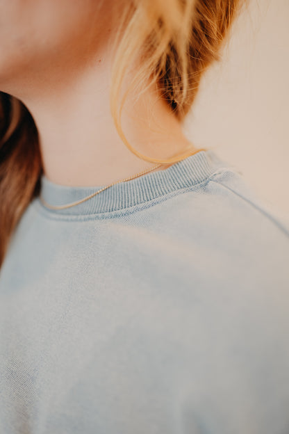 Z Supply | Boyfriend Denim Sweatshirt | Ocean Air Indigo