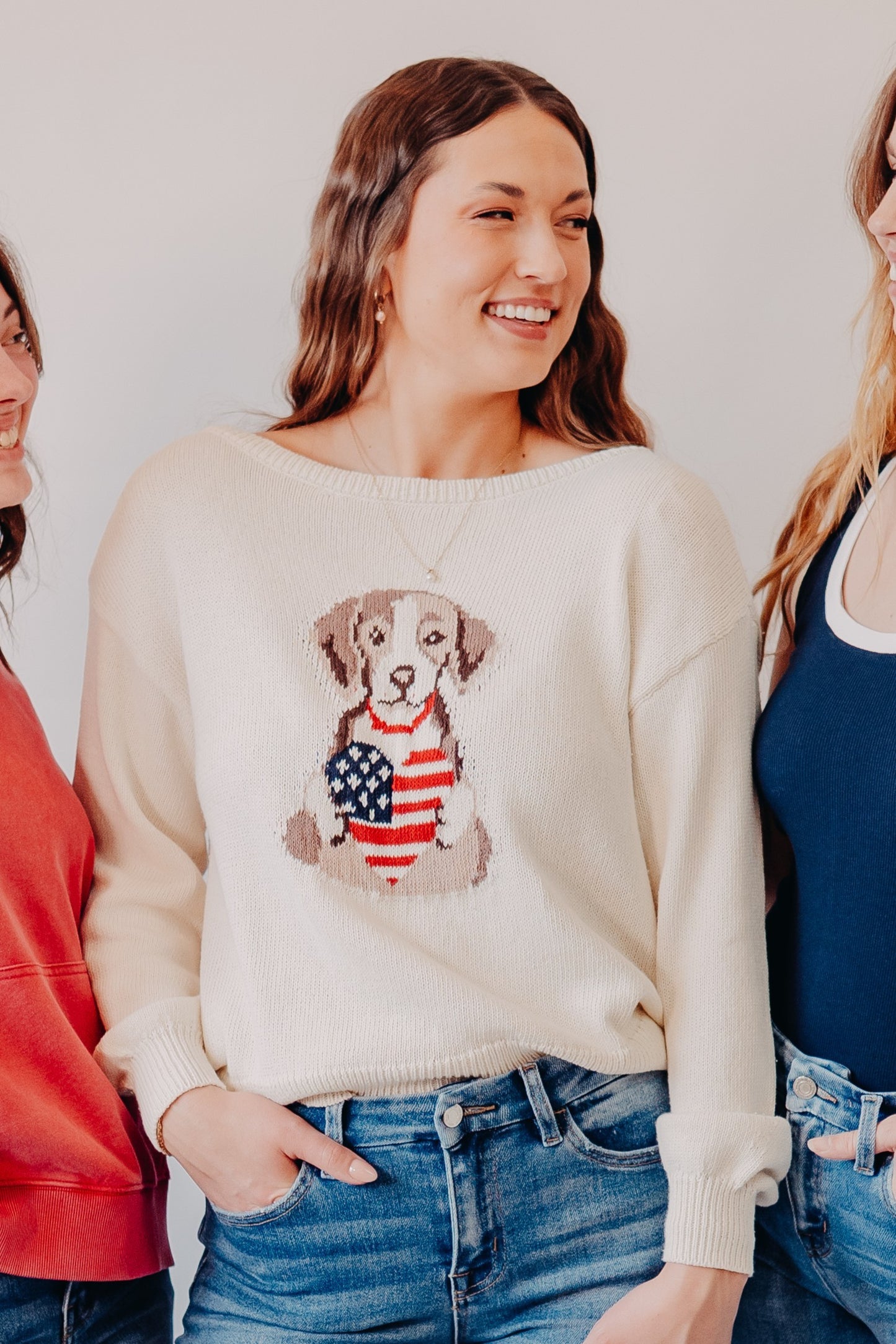 Blu Pepper | American Heart Puppy Sweater | Ivory
