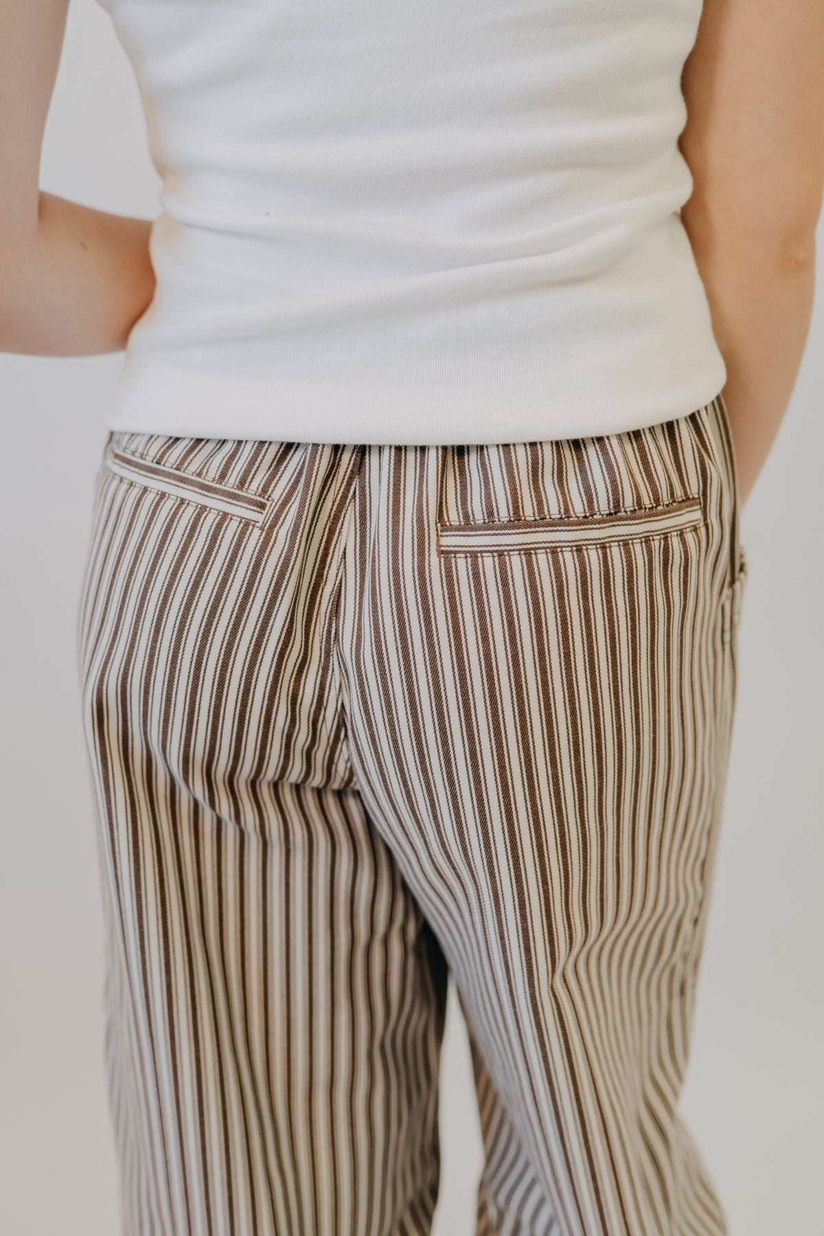 Blu Pepper | Stripe Pocket Wide Leg Pants | Brown