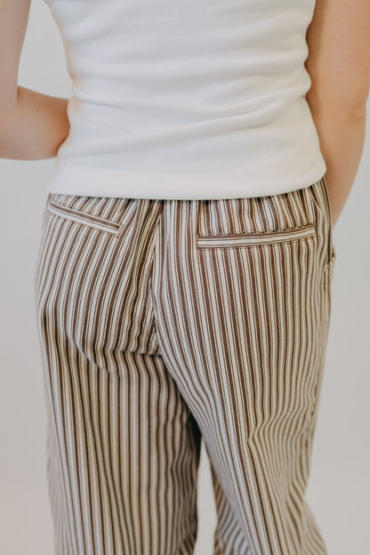 Blu Pepper | Stripe Pocket Wide Leg Pants | Brown