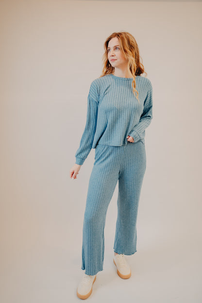 Z Supply | Dawn Smocked Rib Pant | Oceanic Blue