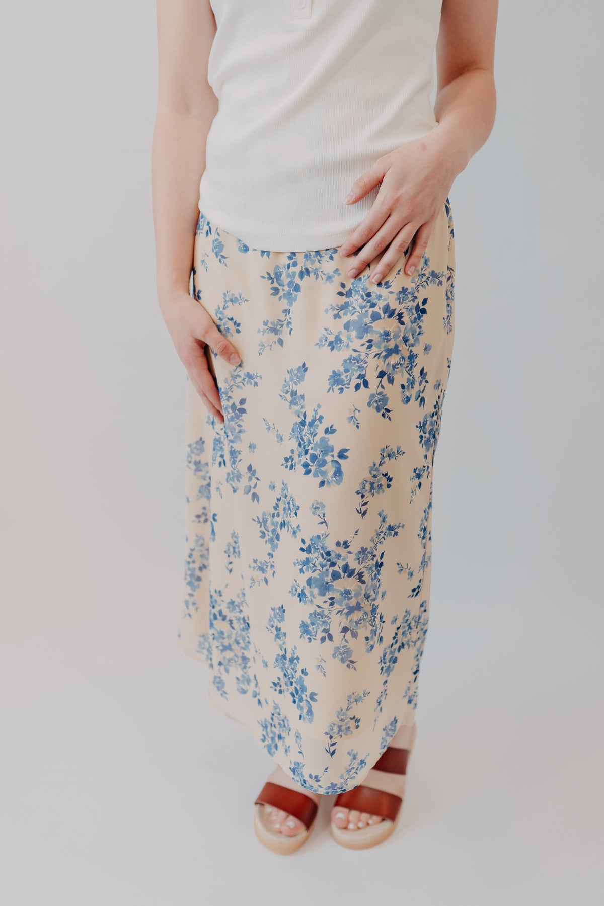 By Together | Etienne Floral Skirt | Lemon Blue
