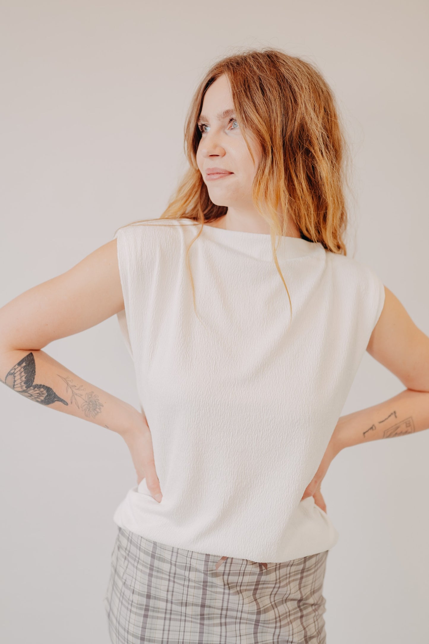 Fun2Fun | Textured Boatneck Knit Top | White