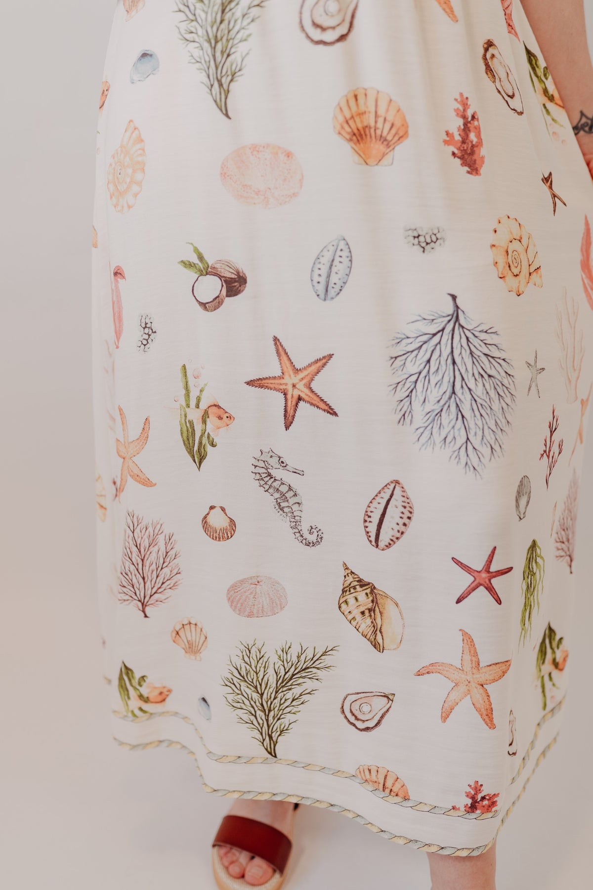 Blu Pepper | Nautical Sleeveless Midi Dress | Cream Multi