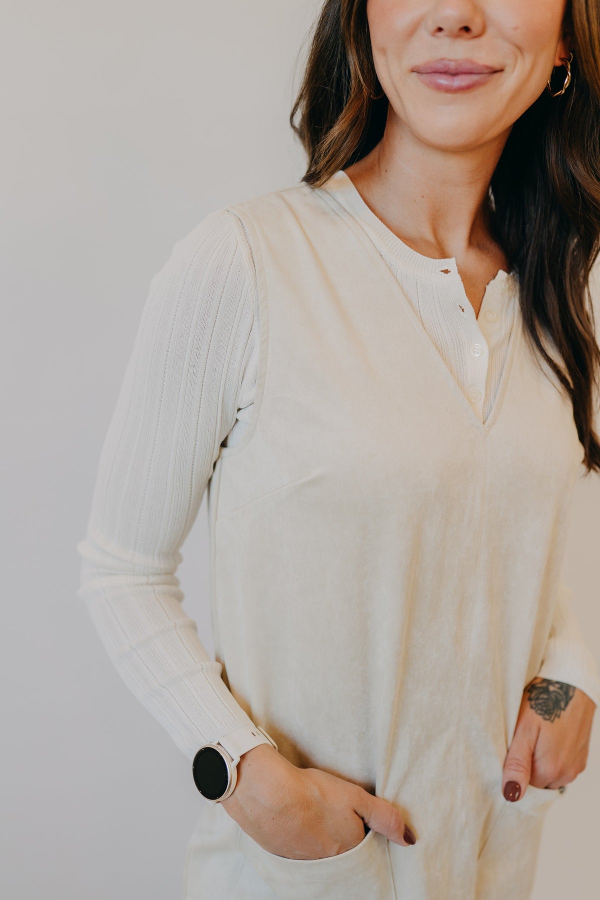 Wishlist | Suede V-Neck Mini Dress | Stone