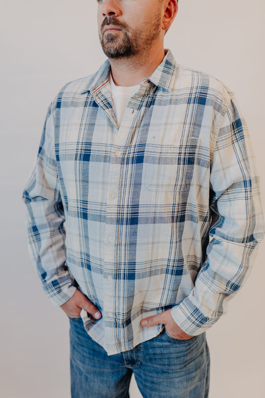 Flag & Anthem | Roswell Vintage Wash Shirt | Navy Cream