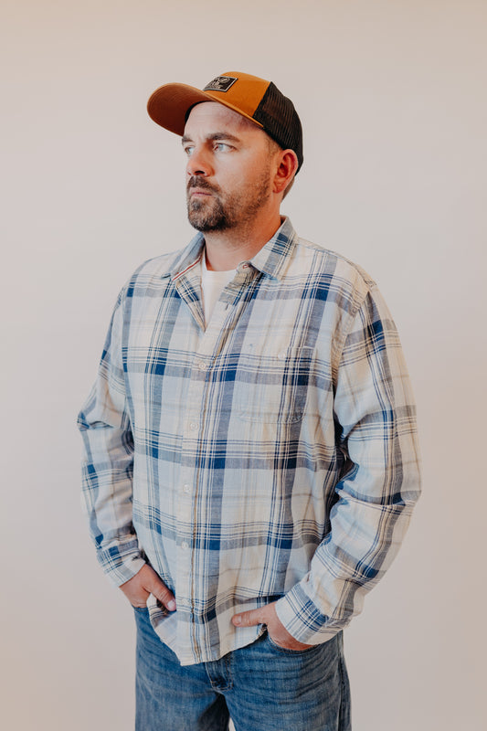 Flag & Anthem | Roswell Vintage Wash Shirt | Navy Cream