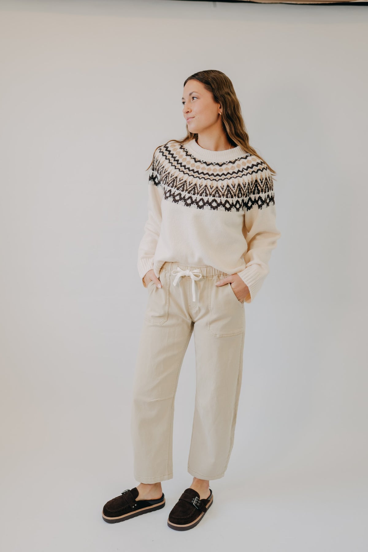 Blu Pepper | Fair Isle Crew Neck Sweater | Cream