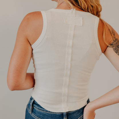 Blu Pepper | Washed Raw Edge Tank Top | White