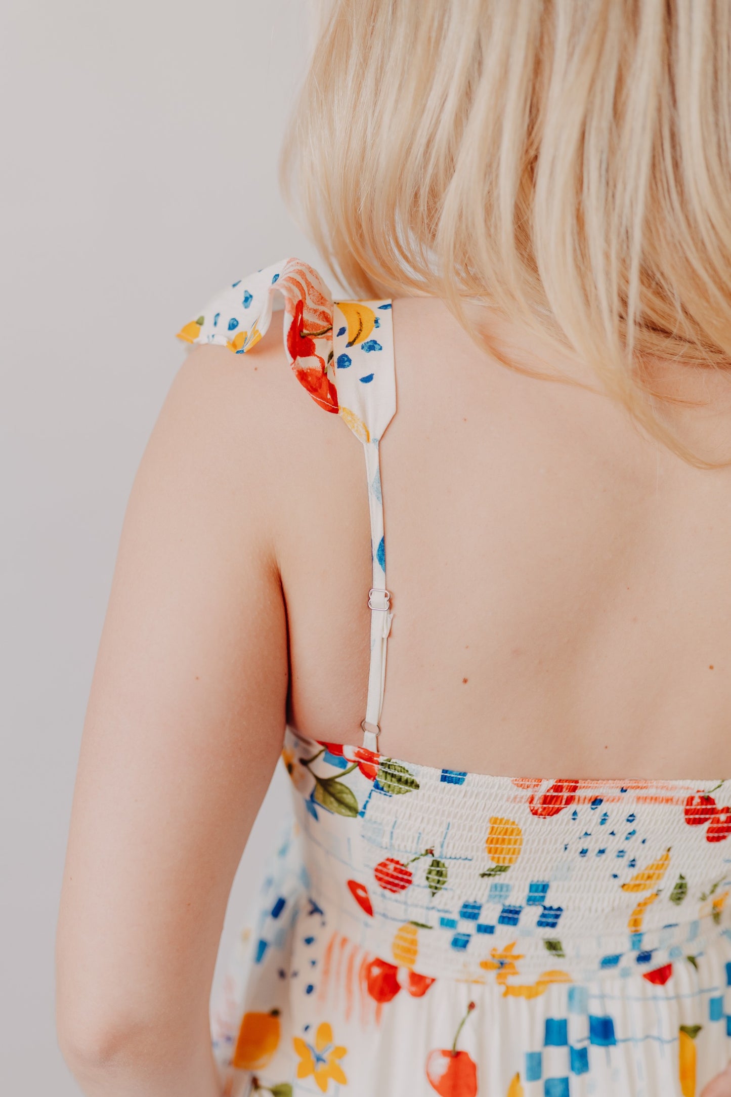 Blu Pepper | Picnic Motif Ruffle Strap Maxi Dress