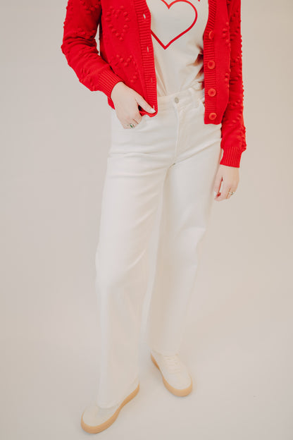 Vervet | High Rise Wide Leg | Optic White