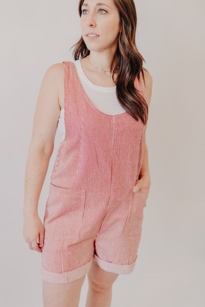 Wishlist | Striped Open Back Romper | Red White