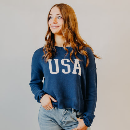 Z Supply | Sienna USA Sweater | Yacht Blue