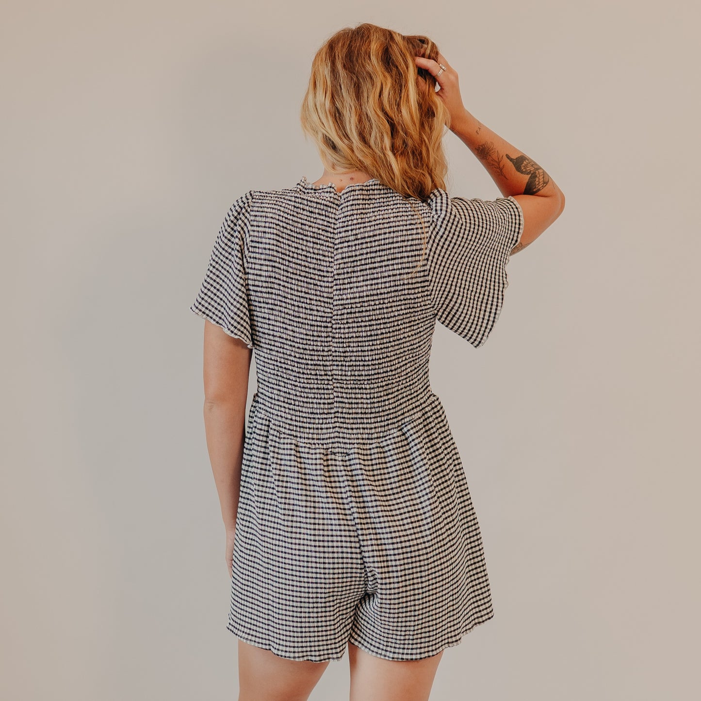 Doe & Rae | Drop Waist Wide Leg Romper | Black