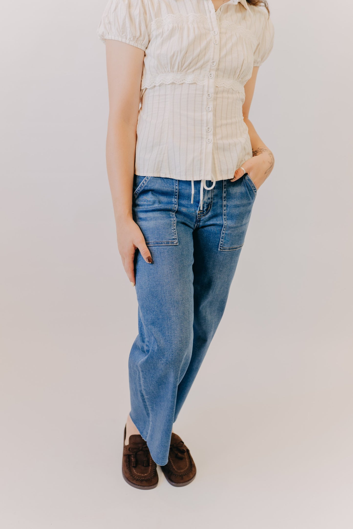 Vervet | High Rise Soft Drawstring Baggy Wide | Enviably Drawstring