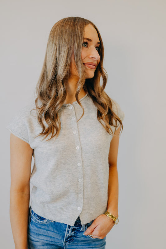 Blu Pepper | Raw Edge Lightweight Cardigan | Heather Grey